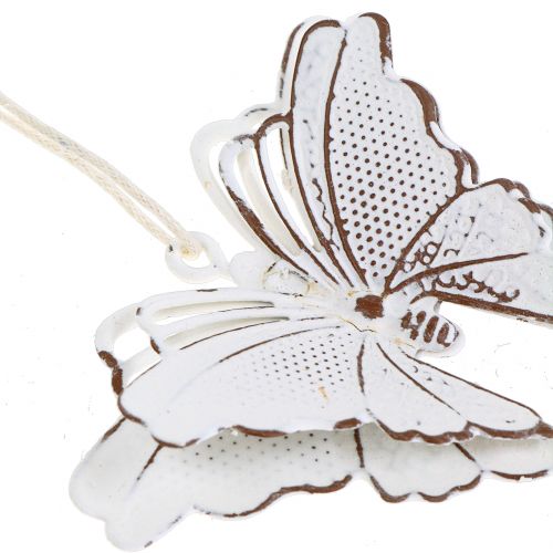 Floristik24 Metalinis drugelis pakabinimui baltas 7cm 6vnt