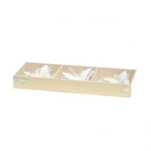 Floristik24 Metalinis drugelis pakabinimui baltas 7cm 6vnt