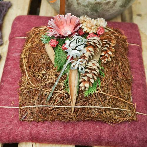 Floristik24 Metalinis kištukas rožė sidabriškai pilkas, baltas plautas metalas 20cm × 8cm 12 vnt