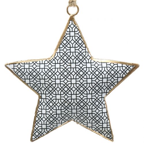 Floristik24 Metalinė žvaigždė juodai balta 10cm 3vnt