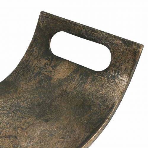 Floristik24 Lenktas metalinis padėklas 59cm senovinės išvaizdos auksinės, juodos spalvos