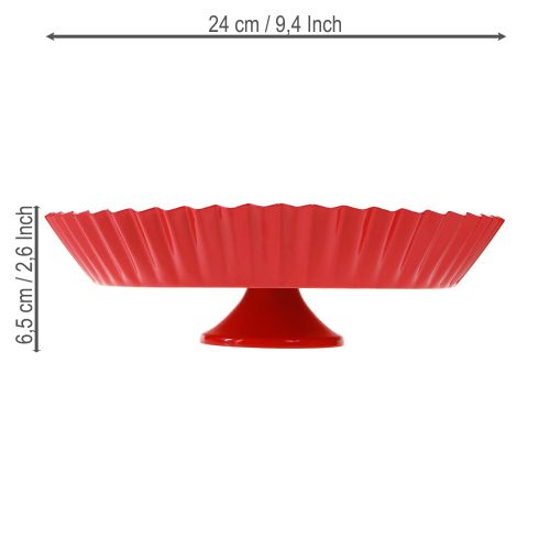 daiktų Metalinė retro dekoratyvinė lėkštė su pagrindu, raudonas metalas, Ø24cm, 2vnt.