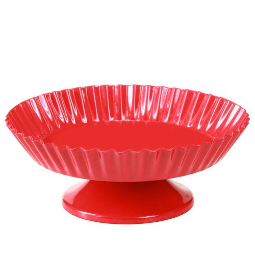 Metalinė raudona maža dekoratyvinė lėkštutė su metaliniu pagrindu Ø14cm 2 vnt.