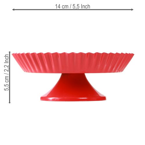 daiktų Metalinė raudona maža dekoratyvinė lėkštutė su metaliniu pagrindu Ø14cm 2 vnt.