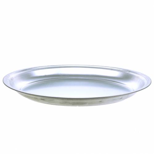 daiktų Metalinė plokštė bazinė sidabrinė blizgi Ø45,5cm H4cm