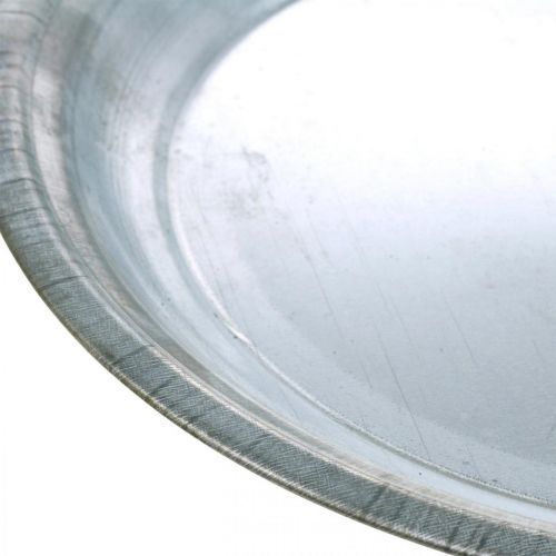 Floristik24 Dekoratyvinė lėkštė, išdėstymo pagrindas, metalinė lėkštė sidabrinė, stalo apdaila Ø26cm