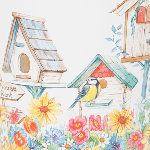 daiktų Metalinis vazonas su motyvu, vazonas su paukščių nameliais, skardinis kibirėlis, aukštis 13 cm, skersmuo 11,5 cm