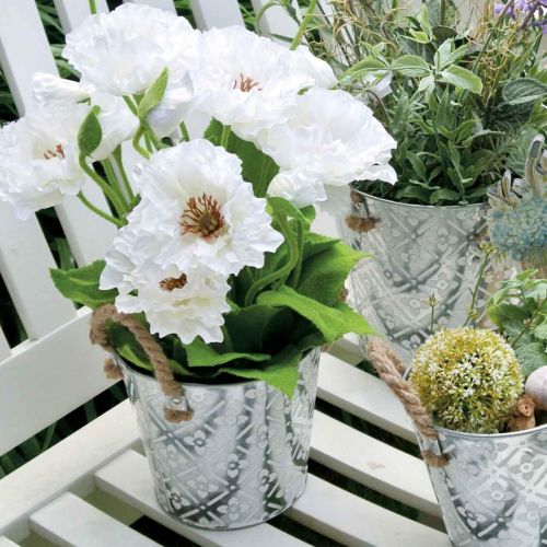 daiktų Metalinis vazonas sodinimui, gėlių vazonas su rankenomis, vazonas su gėlių raštu Ø18cm