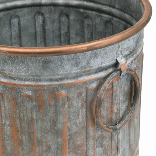 Floristik24 Dekoratyvinis dubuo su rankenomis, vazonas augalams, metalinis indas sidabrinis, vario spalvos senovinė išvaizda H31 / 24,5cm Ø29,5 / 22cm rinkinys iš 2