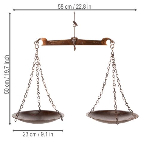 daiktų Dekoratyvinės svarstyklės nostalgiško dizaino virtuvei ir svetainei, vintažinio stiliaus, 58 cm