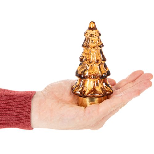 Stiklinė Kalėdų eglutės LED dekoracija naudojimui viduje, maitinama baterijomis, 13 cm, 2 dalys | Floristik24.lt