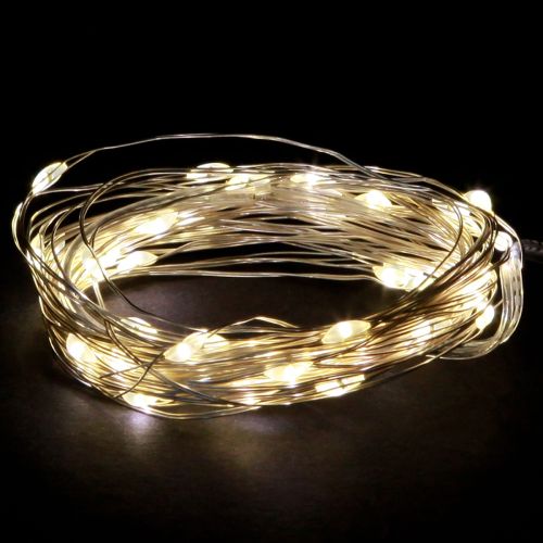 Mikro LED girliandos, 20 šiltai baltų lempučių, laikmatis, baterijos, 6 vnt.