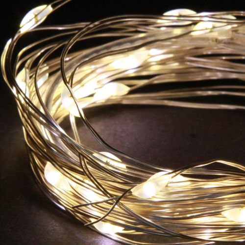 daiktų Mikro LED girliandos, 20 šiltai baltų lempučių, laikmatis, baterijos, 6 vnt.