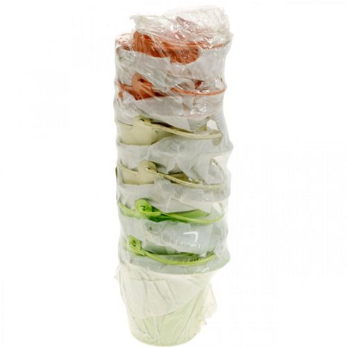 Floristik24 Mini skardinis kibiras pastelinių spalvų asorti vasaros dekoracija Ø6cm H7cm 12vnt