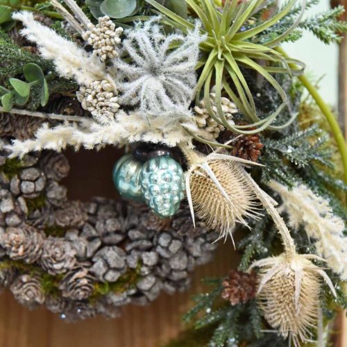 Floristik24 Mini Kalėdų eglutės kamuoliukų mišinys, deimantas / rutulys / kūgis, stikliniai rutuliukai antikvarinės išvaizdos Ø3–3,5 cm H4,5–5,5 cm 9vnt.