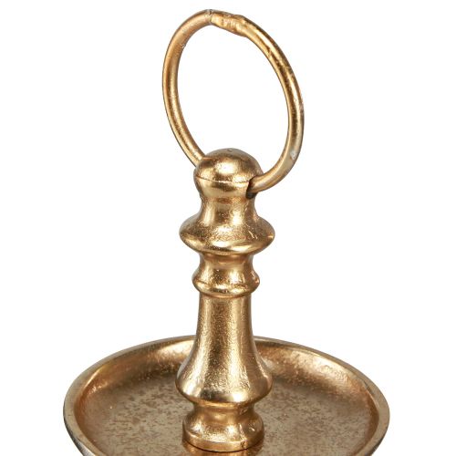 Floristik24 Mini etagere metalo apdaila auksinė matinė 2 pakopų stalo puošmena H22cm