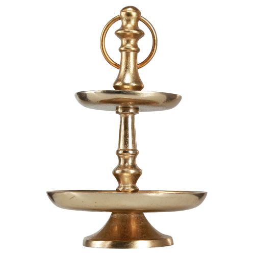 Floristik24 Mini etagere metalo apdaila auksinė matinė 2 pakopų stalo puošmena H22cm