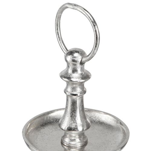 Floristik24 Mini torto stovas metalo apdaila sidabrinė 2 pakopų stalo puošmena H22cm
