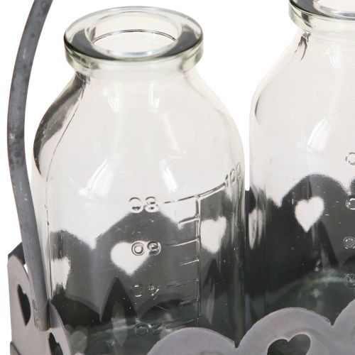 daiktų Mini Buteliai Dekoratyvinės Vazos Padėklas Stačiakampis Pilka 15,5x6cm