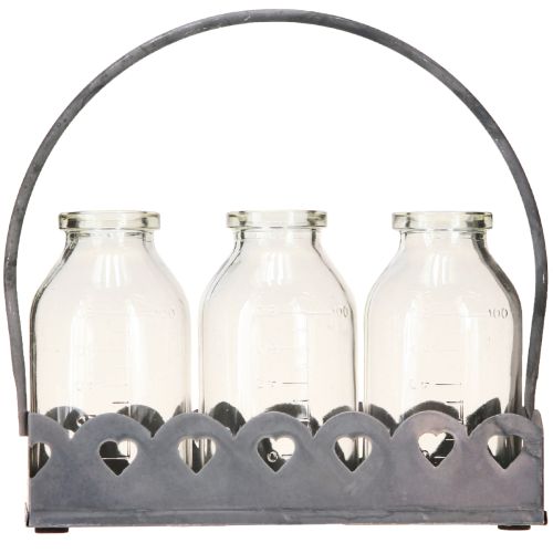 daiktų Mini Buteliai Dekoratyvinės Vazos Padėklas Stačiakampis Pilka 15,5x6cm