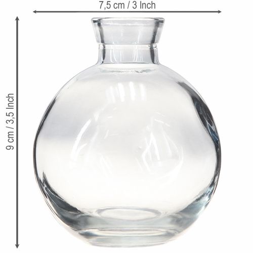 daiktų Mini Stiklinės Vazos Bulbous Blue Tonted Ø7,5cm A9cm 6 vnt