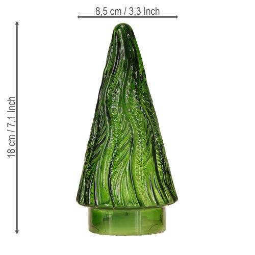 daiktų Mini stiklinė Kalėdų eglutė LED raudona žalia ruda 18 cm 3 vnt.