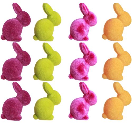 daiktų Mini zuikiai Spalvingi Velykų zuikiai, suburti įvairūs – 2 pasirinkimas – H6cm 12 vnt.