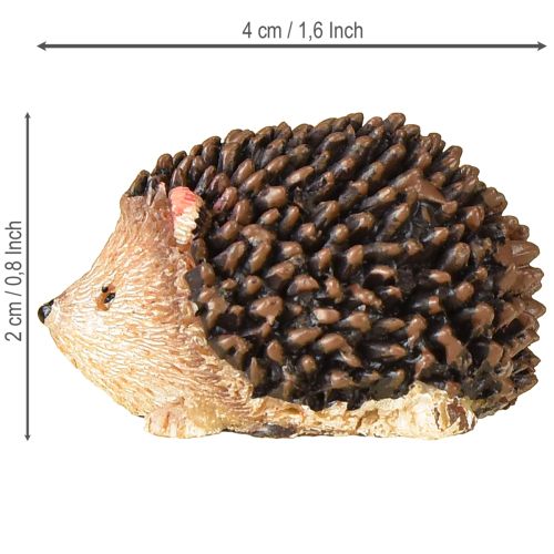 daiktų Mini ežiuko dekoratyvinės rudens figūrėlės, rankomis dažytos 4 × 2,5 × 2 cm, 6 vnt.