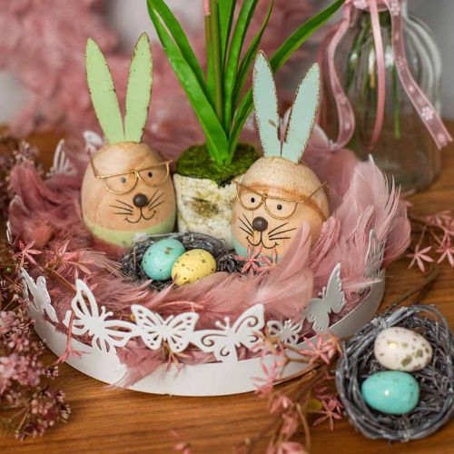 Floristik24 Mini Velykinis krepšelis su pasteliniais kiaušiniais Spalvingos Velykinės dekoracijos Ø6cm 12 vnt