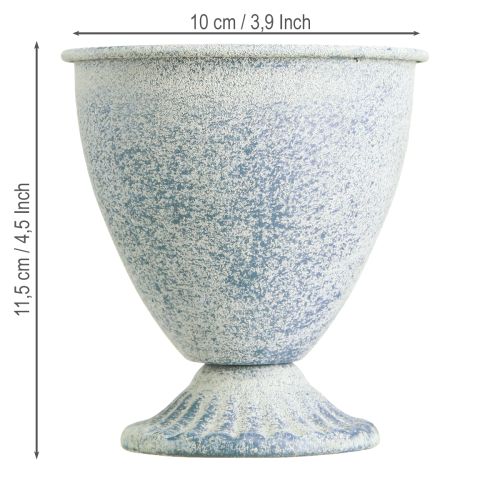 daiktų Mini trofėjinė vaza taurė metalinė balta mėlyna H11,5cm 2vnt