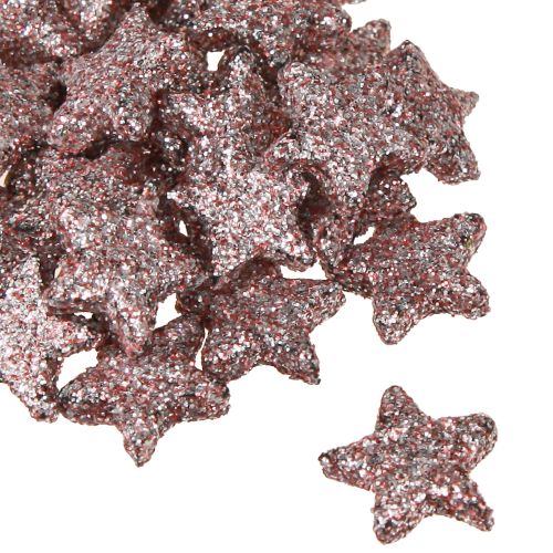 Mini išsklaidytos dekoracijos žvaigždės dekoracijos žėrutis rožinė 1,5cm 144 vnt