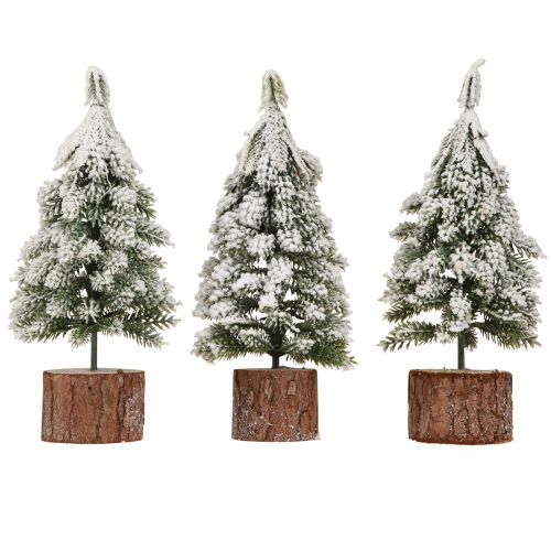 daiktų Mini eglutės medinis pagrindas žalias baltas Ø8cm H18cm 3vnt