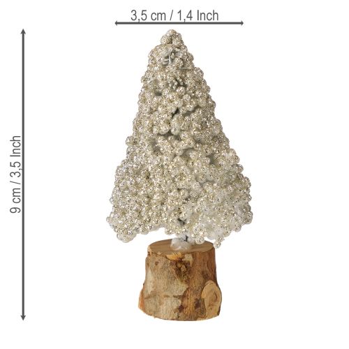 daiktų Mini Kalėdų eglutės stalo dekoracijos, šampano baltumo, aukštis 8 cm, 12 vnt.