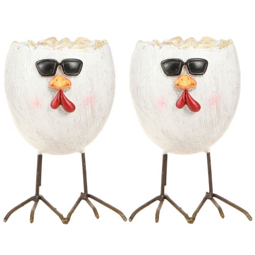 daiktų Mini planter kiaušinis vištiena su akiniais nuo saulės ir pėdomis H12,5cm 2 vnt