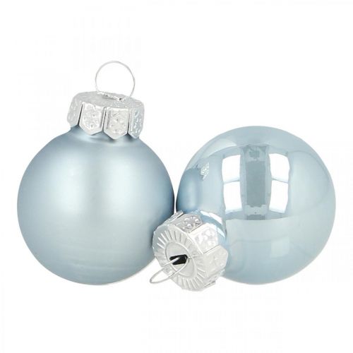 Floristik24 Mini kalėdinis rutulinis stiklas mėlynas blizgus/matinis Ø2,5cm 24p