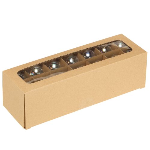 daiktų Mini Kalėdiniai rutuliukai stikliniai vaivorykštiniai skaidrūs 4 cm 24 vnt.