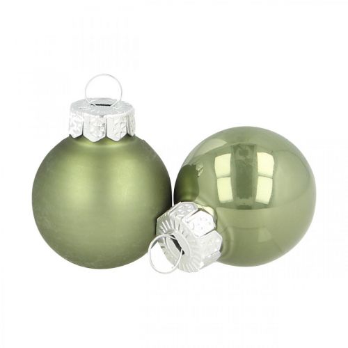 Floristik24 Mini kalėdiniai kamuoliukai stiklas žalias blizgus/matinis Ø2,5cm 24 vnt
