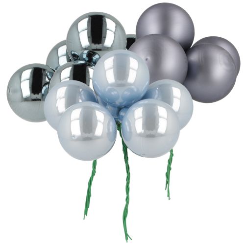 Mini kalėdiniai rutuliukai stikliniai mėlyni matiniai metaliniai 40 mm 32 vnt.