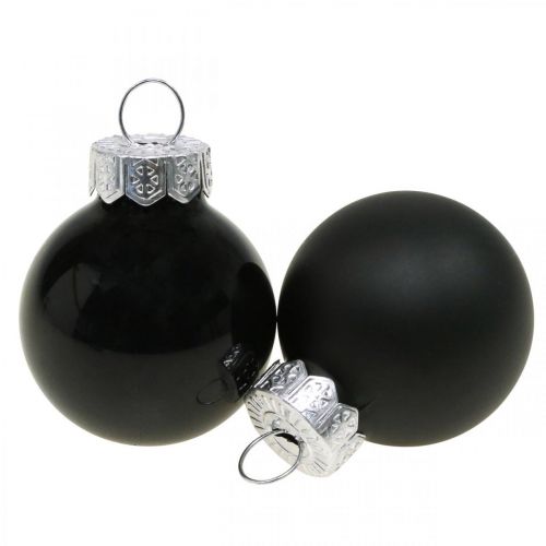 Mini kalėdiniai kamuoliukai stiklas juodas blizgus/matinis Ø2,5cm 24v