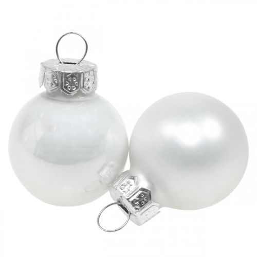 daiktų Mini kalėdiniai kamuoliukai stiklas baltas blizgus/matinis Ø2,5cm 24v