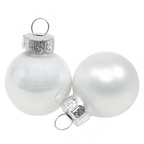 daiktų Mini kalėdiniai rutuliai stiklas baltas blizgus/matinis Ø2,5cm 24 vnt