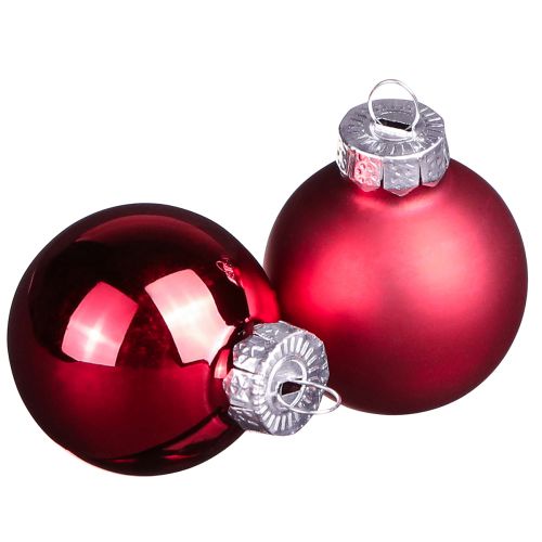 Floristik24 Mini kalėdiniai kamuoliukai raudonas stiklas matinis blizgis Ø3cm 22 vnt