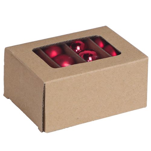 daiktų Mini kalėdiniai kamuoliukai raudonas stiklas matinis blizgis Ø3cm 22 vnt