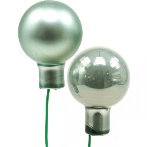 Floristik24 Mini kalėdiniai rutuliukai ant vielos mėtų veidrodžio uogų 20mm 140p