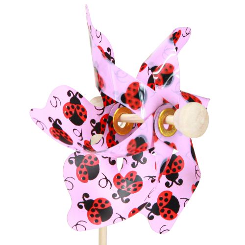 daiktų Mini Vėjo malūnėlis Ladybug Decoration Balta Alyvinė Ø8cm 12 Vnt
