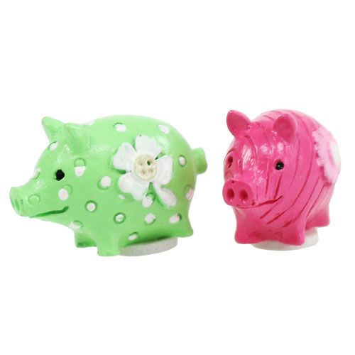 Floristik24 Mini laimės kiaulytės spalvotos 2,5cm 45vnt