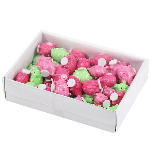 Floristik24 Mini laimės kiaulytės spalvotos 2,5cm 45vnt
