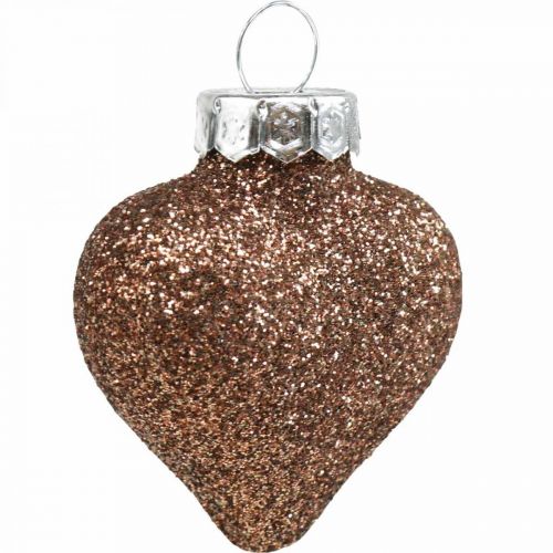 Floristik24 Mini eglutės puošmenų mišinys stiklas rudas rūšiuotas 4cm 12vnt