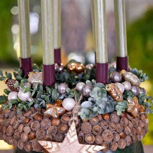 Floristik24 Mini eglutės puošmenų mišinys stiklas rudas rūšiuotas 4cm 12vnt