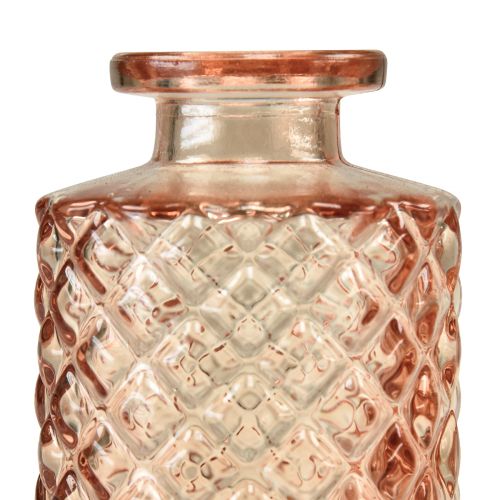 Floristik24 Mini stiklinė vaza deimantų krištolinis atrodo rudas H13,5cm 4vnt